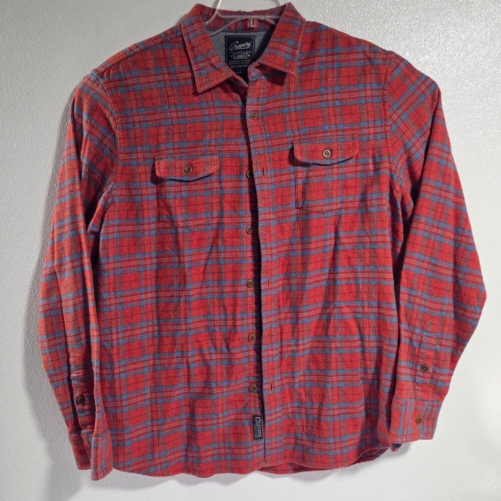 Grayers Heritage Flannels Men's 100% Cotton Red & Blue Long Sleeve Button L